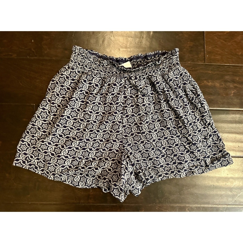Knox Rose Women's Navy Patterned High-Rise Relaxed Fit Pull-On Shorts Small